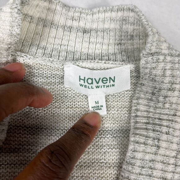 Haven Well Within Organic Cotton Blend Cardigan Marled Open Front Sweater MEDIUM - Picture 4 of 10